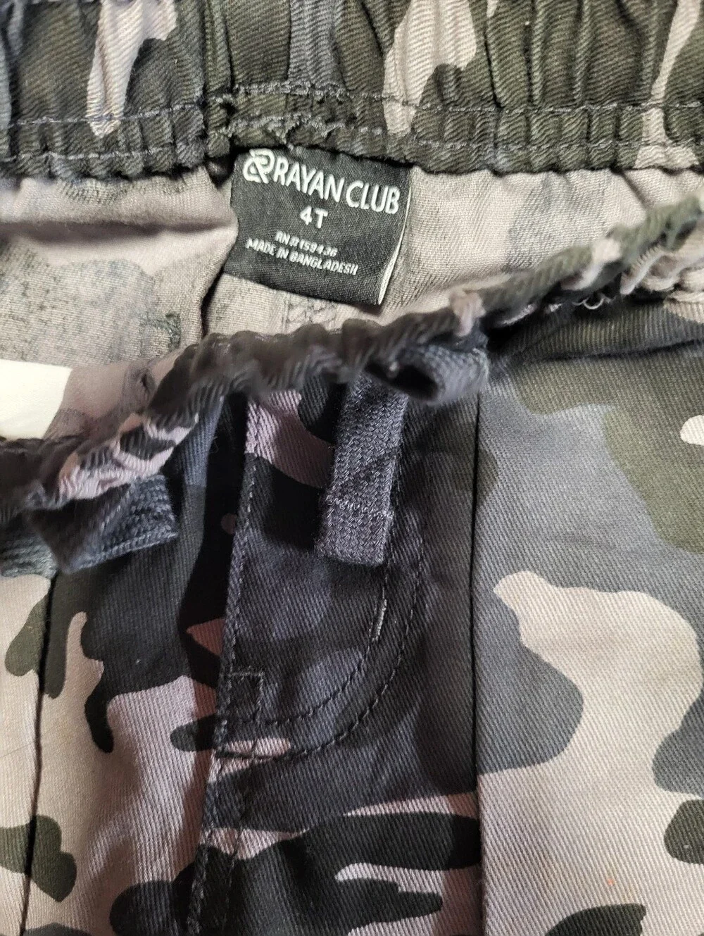 Kids Gray Camo Cargo Jogger Pants - Elastic Waist & Pockets